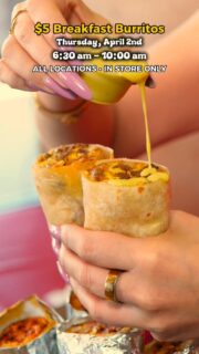 If you’re up early… this one’s for you 👀
$5 breakfast burritos TOMORROW MORNING
6:30AM – 10AM
All locations
See you in the morning 🔥