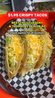 🌮 Best Taco Tuesday & Thursday in AZ 🌮
Crispy Tacos only $1.95 each!
✅ Tuesday: Beef or Chicken
✅ Thursday: Chicken Only
Fresh, crispy, and loaded with flavor.
Serving communities across Arizona.
👇 Comment your city and we’ll help you find the closest location!
All locations 🌮🔥
1📍Mesa - 8461 E Broadway Rd, Mesa, AZ
3📍Apache Junction - 2925 W Superstition Blvd, Apache Junction, AZ
4📍Prescott Valley - 4641 N Robert Rd, Prescott Valley
5📍Tempe - 1795 E University Dr, Tempe, AZ
6📍Prescott - 1841 E HWY 69, Prescott, AZ
7📍Cordes Junction - 19625 E Cordes Lakes Rd, Cordes Lakes, AZ
8📍Winslow - 2201 N Park Dr, Winslow, AZ 86047
9📍Peoria - 6730 W Cactus Rd, Peoria, AZ
10📍Mesa - 1155 S Higley Rd, Mesa, AZ 85206
11📍Mesa - 1940 E Broadway Rd, Mesa, AZ 85204
12📍Scottsdale - 8418 E McDonald Dr, Scottsdale, AZ 85250
13📍Gilbert - 1570 S Gilbert Rd, Gilbert, AZ 85233
14📍Scottsdale - 9261 East Vía de Ventura Ste 101, Scottsdale, AZ 85258
15📍Chandler - 17405 S 40th St, Chandler, AZ 85226 16📍Cave Creek - 4935 E Carefree Hwy, Cave Creek, AZ 85331
17 📍Surprise - 14445 W Grand Ave, Surprise, AZ
18 📍Chino Valley - 995 AZ-89, Chino Valley, AZ 86323